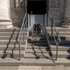 Stepless Modell C Hebeplattform an der Frederikskirche.