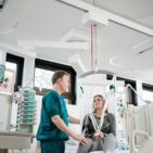 Increased patient comfort during transfers with a ceiling hoist system.