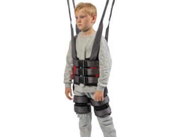 Guldmann Gait Trainer Kids sling seen from the front, designed to support children during gait training and rehabilitation