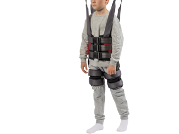 Guldmann Gait Trainer Kids sling seen from the front, designed to support children during gait training and rehabilitation